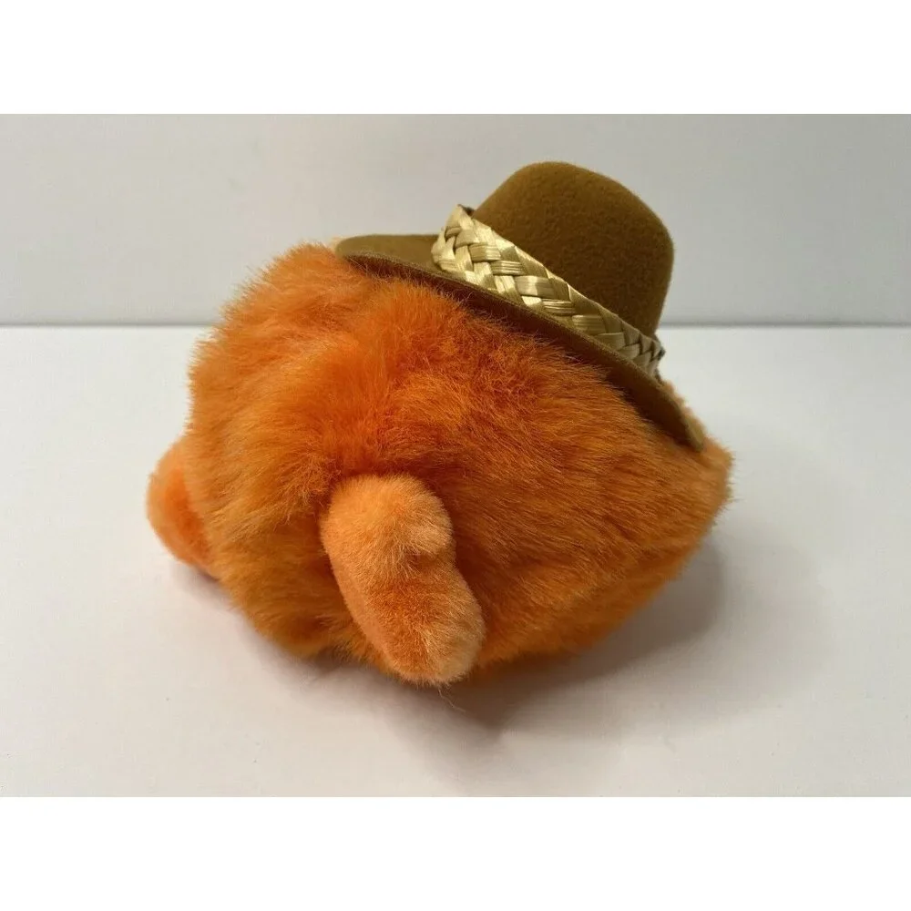 Russ Cowboy Hat Orange Puff Ball Plush 6 Inch Stuffed Animal‎ toy Vintage
